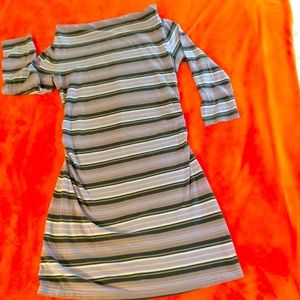 Lavender, Gray & muted Green 3/4 Sleeve Dress XS